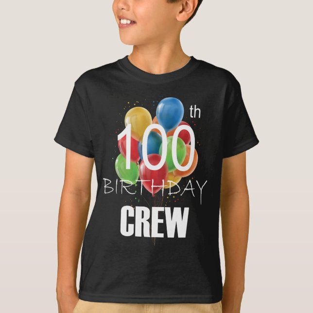 Camiseta 100.ª tripulación de cumpleaños 100 Fiestas de gru (Anverso)