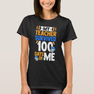 Camiseta 100.º día de escuela Mi maestro sobrevivió 100 día