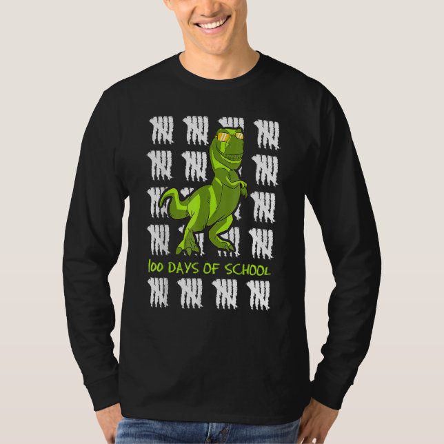 Camiseta 100.º Día De La Escuela Dino Tyrannosaurus Rex (Anverso)