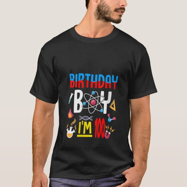 Camiseta 100.º tema de ciencia Chicas de cumpleaños 100 año (Anverso)
