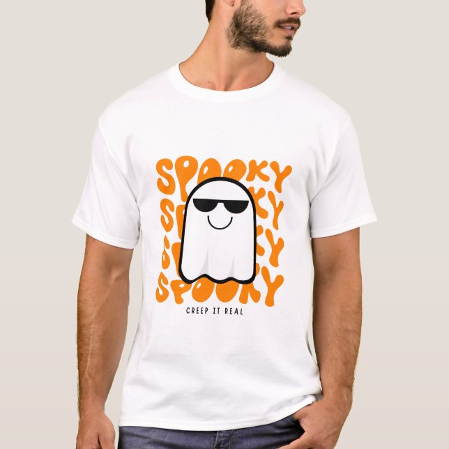 Camiseta 100% algodón de Halloween Spooky Ghost Un (Anverso)