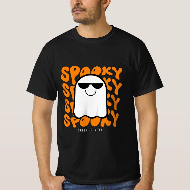 Camiseta 100% algodón de Halloween Spooky Ghost Un (Anverso)