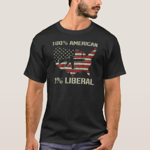 Camiseta 100 Americano 0 Liberal AR15 Pro Arma Bandera EEUU