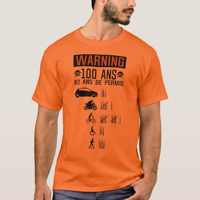 Camiseta 100 ans anniversaire permis conduire accident renv (Anverso)