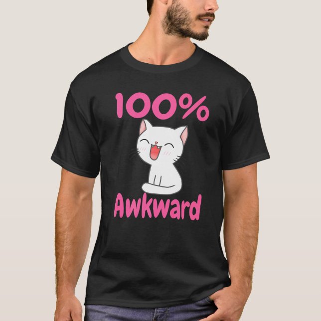 Camiseta 100 Ansiedad Incómoda Sonriente Gato Gato Neurodiv (Anverso)