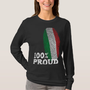 Camiseta 100 Bandera de la huella digital de Italia Orgullo