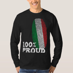 Camiseta 100 Bandera de la huella digital de Italia Orgullo