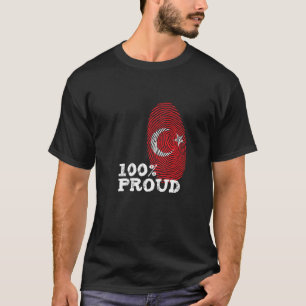 Camiseta 100 Bandera de la huella digital de Turquía para l