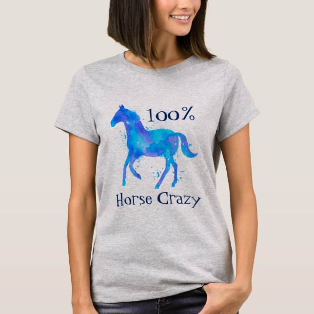 Camiseta 100% Caballo de acuarela Loco (Anverso)