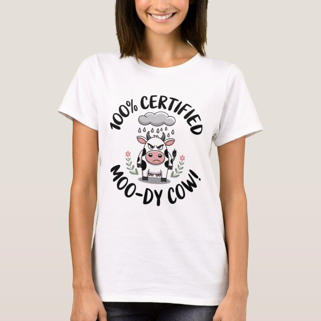 Camiseta 100% certificado Moody Cow! (Anverso)