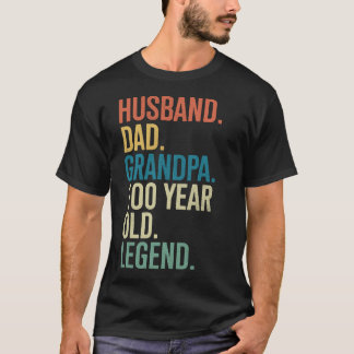 Camiseta 100 cumpleaños esposo papá abuelo leyenda de 100 a