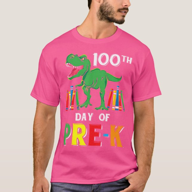 Camiseta 100 Day Of Pre K T Rex Student 100 Days Of School (Anverso)