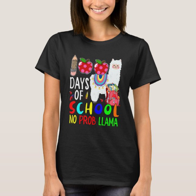 Camiseta 100 Day Of School No Prob Llama Cute Llama Lover S (Anverso)