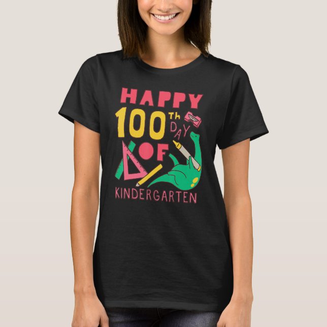 Camiseta 100 days 100th Day Of School Kindergarten (Anverso)