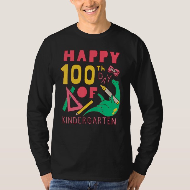 Camiseta 100 days 100th Day Of School Kindergarten (Anverso)