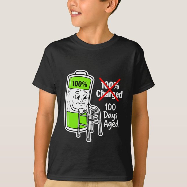 Camiseta 100 Days Aged Funny Battery School (Anverso)