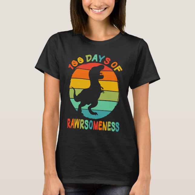 Camiseta 100 Days Awesomeness Of School Rex 100th Days Smar (Anverso)