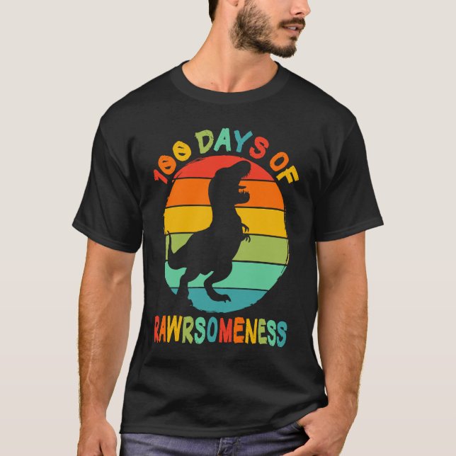 Camiseta 100 Days Awesomeness Of School Rex 100th Days Smar (Anverso)