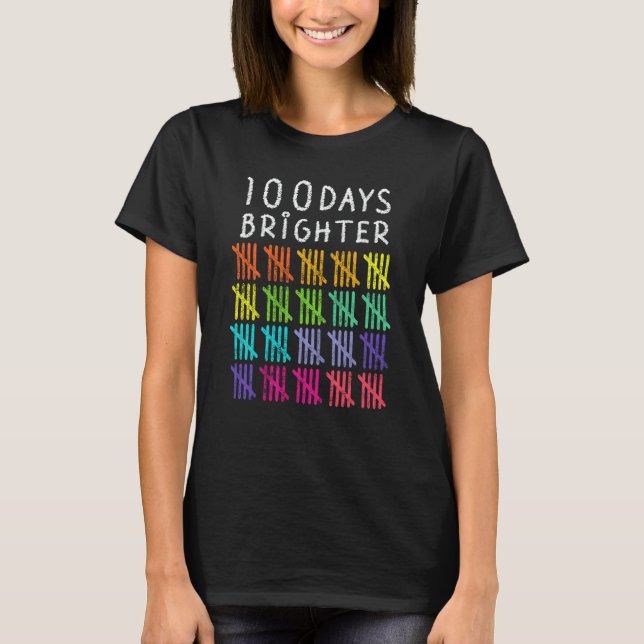 Camiseta 100 Days Brighter 100th Day of School Kindergarten (Anverso)