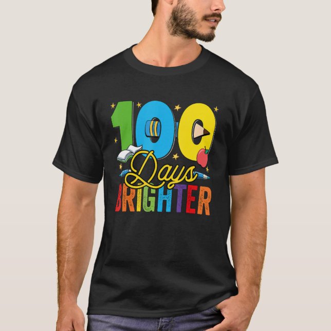 Camiseta 100 Days Brighter For Teachers And Kids Students (Anverso)