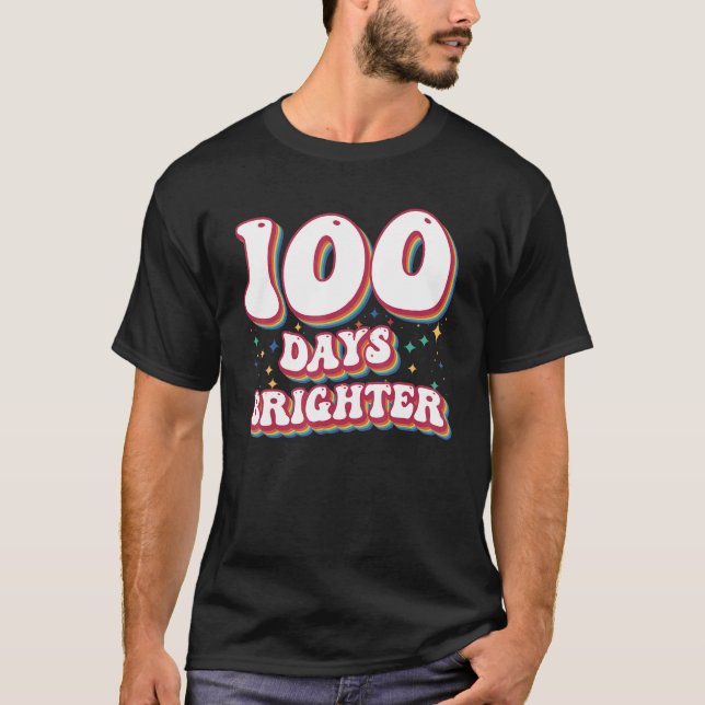 Camiseta 100 Days Brighter  for Teachers Kids Boys Retro Vi (Anverso)