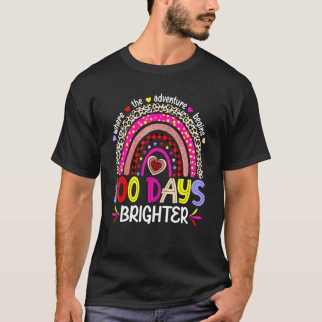 Camiseta 100 Days Brighter Happy 100th Day Of School Rainbo (Anverso)