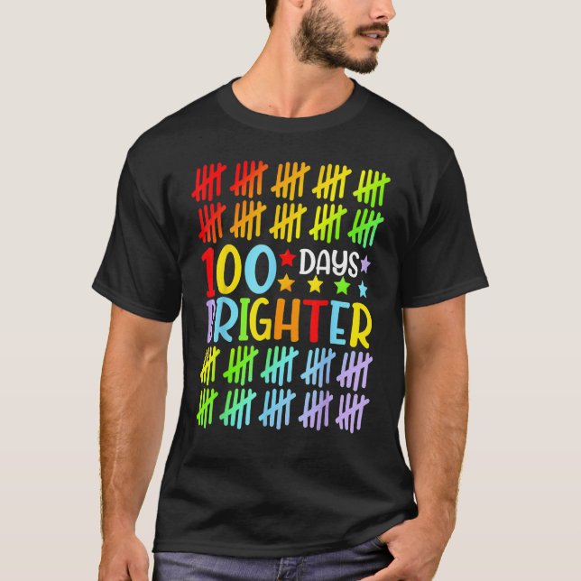 Camiseta 100 Days Brighter Happy 100th Day Of School Studen (Anverso)