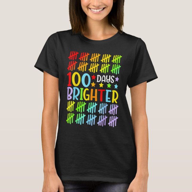 Camiseta 100 Days Brighter Happy 100th Day Of School Studen (Anverso)