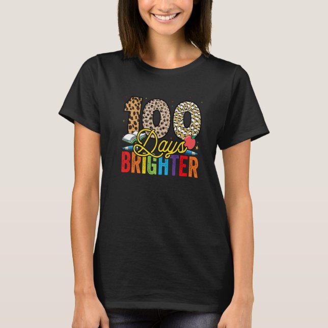 Camiseta 100 Days Brighter Leopard For Teachers And Kids St (Anverso)
