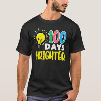 Camiseta 100 Days Brighter Light Bulb 100th Day School Smar