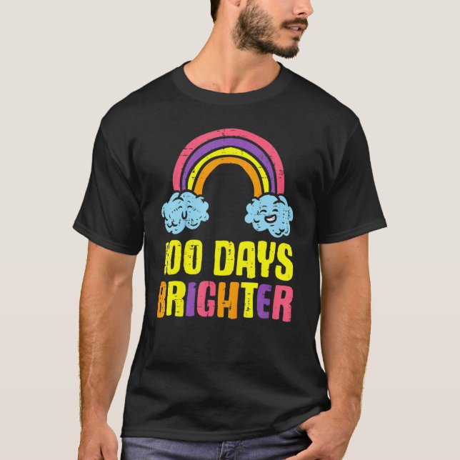Camiseta 100 Days Brighter Rainbow Cute 100th Day School Sm (Anverso)