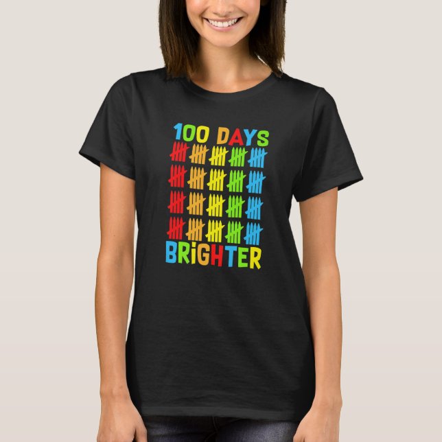 Camiseta 100 Days Brighter Teachers Kids Child Happy 100 Da (Anverso)
