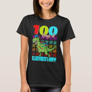 Camiseta 100 Days Elementary Dinosaur Rex Dinosaur  Boys Ki