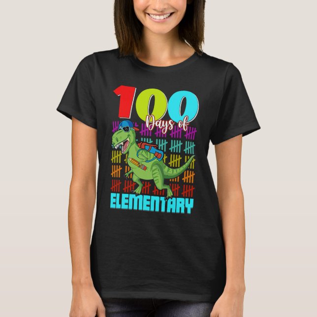 Camiseta 100 Days Elementary Dinosaur Rex Dinosaur  Boys Ki (Anverso)