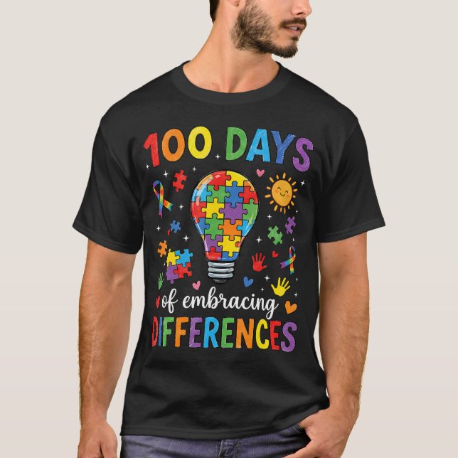 Camiseta 100 Days Embracing Differences Autism Awareness (Anverso)