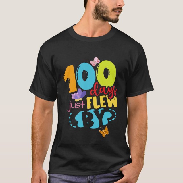 Camiseta 100 Days Just Flew By Butterfly 100th Day of Schoo (Anverso)