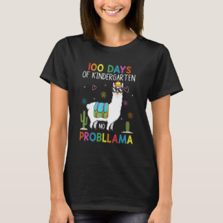 Camiseta 100 Days Kindergarten No Prob Llama Teacher 100th