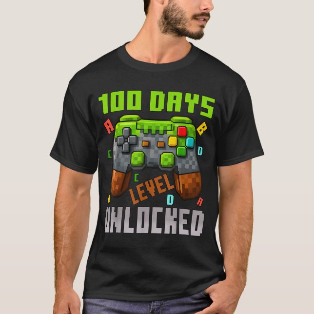 Camiseta 100 Days Level Unlocked Gaming 100 Days Of School  (Anverso)
