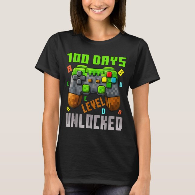 Camiseta 100 Days Level Unlocked Gaming 100 Days Of School  (Anverso)