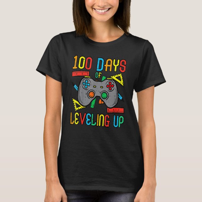 Camiseta 100 Days Leveling Up Game Controller 100th Day Sch (Anverso)