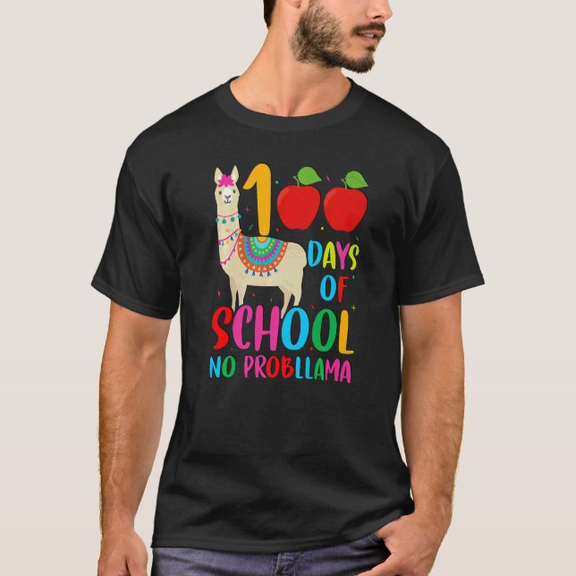 Camiseta 100 Days Llama Alpaca Pun NoprobLlama 100th Day of (Anverso)