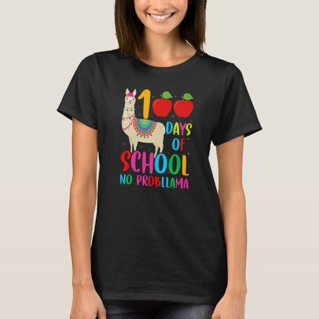Camiseta 100 Days Llama Alpaca Pun NoprobLlama 100th Day of (Anverso)