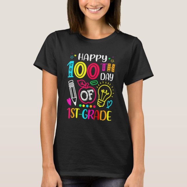 Camiseta 100 days of 1st Grade 100th day of School Teacher  (Anverso)