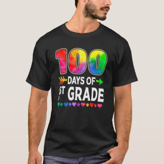 Camiseta 100 Days Of 1st Grade Heart Tie Dye 100th Day Of S