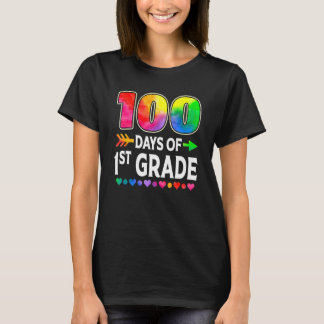 Camiseta 100 Days Of 1st Grade Heart Tie Dye 100th Day Of S