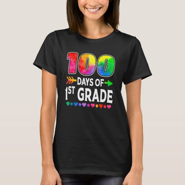 Camiseta 100 Days Of 1st Grade Heart Tie Dye 100th Day Of S (Anverso)