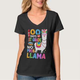 Camiseta 100 Days of 1st Grade No Probllama 100th Day Girls