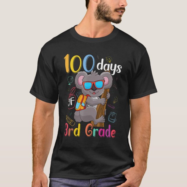 Camiseta 100 Days Of 3rd Grade Koala 100th Day School Third (Anverso)