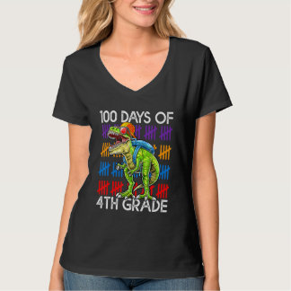 Camiseta 100 Days of 4th Grade School Dinosaur Dino Trex 10