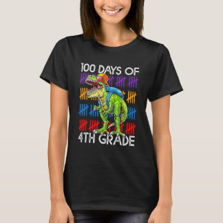 Camiseta 100 Days of 4th Grade School Dinosaur Dino Trex 10